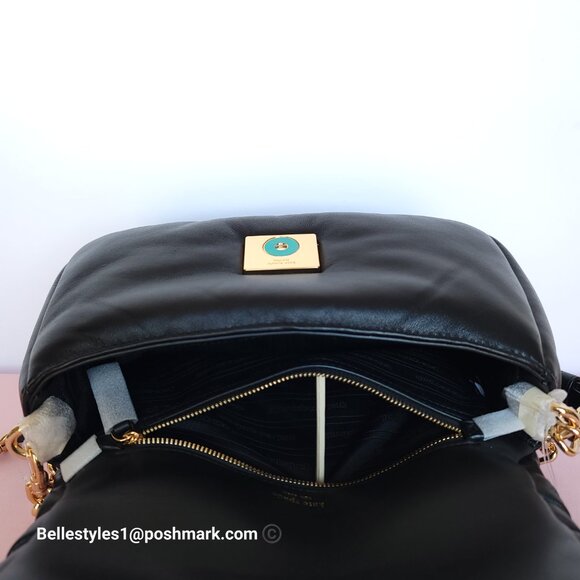 KATE SPADE Dakota Puffy Smooth Leather Convertible Crossbody Bag- Black🎈$248⭐ - Picture 15 of 16